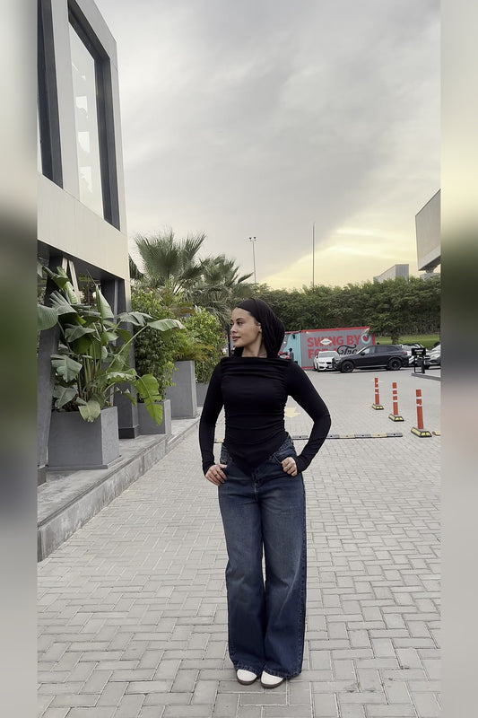 Dark Wash Wide Leg Jeans - VELINA