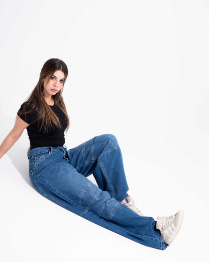 Washed Grey Baggy Jeans