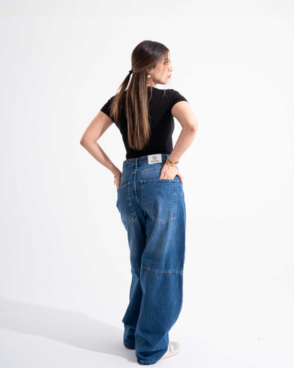 Washed Grey Baggy Jeans