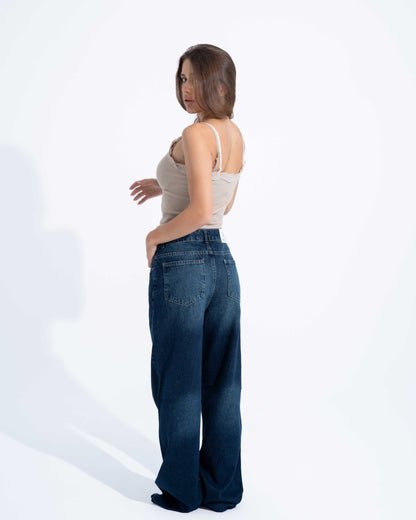 Dark Blue Wide Leg Jeans