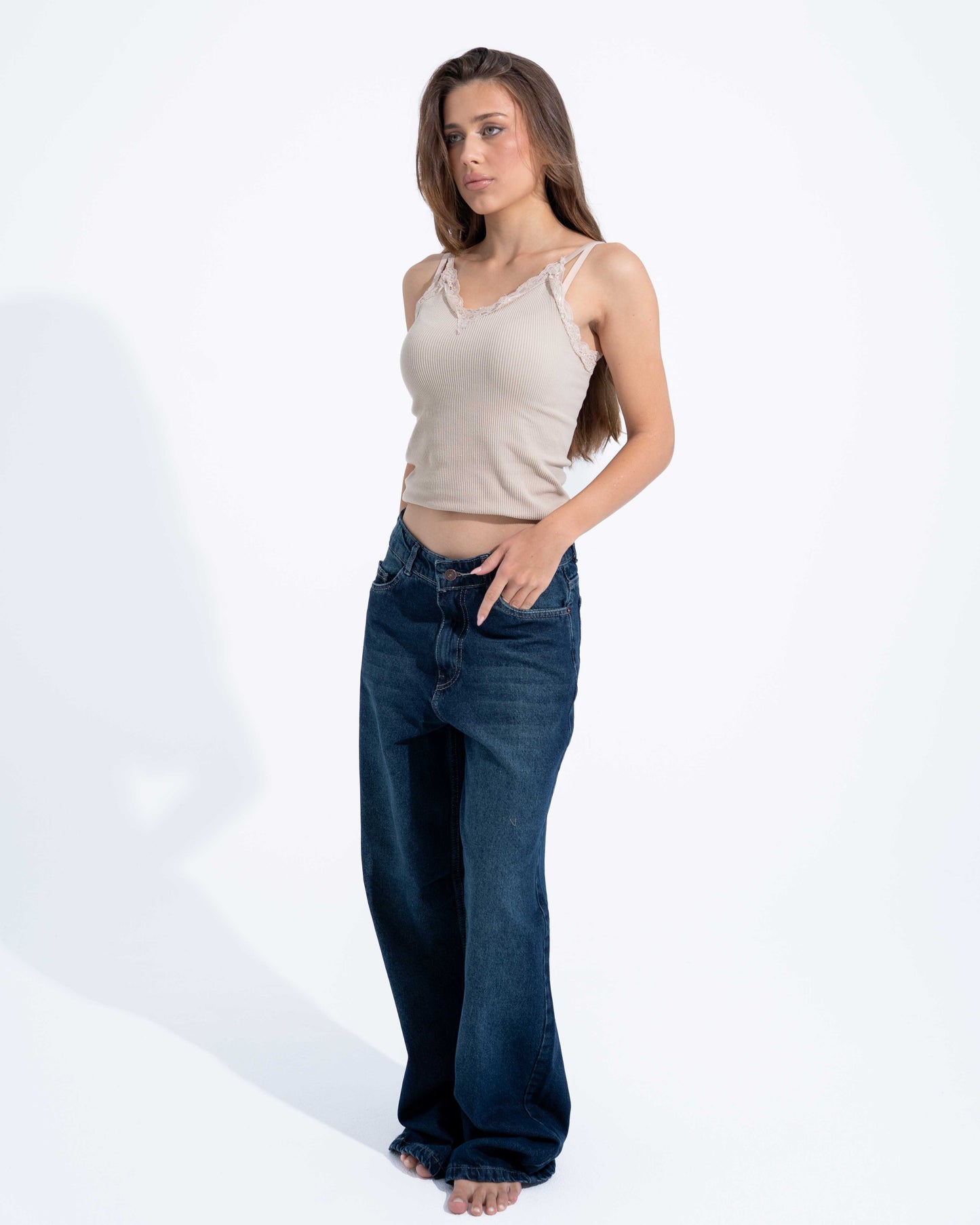 Dark Blue Wide Leg Jeans