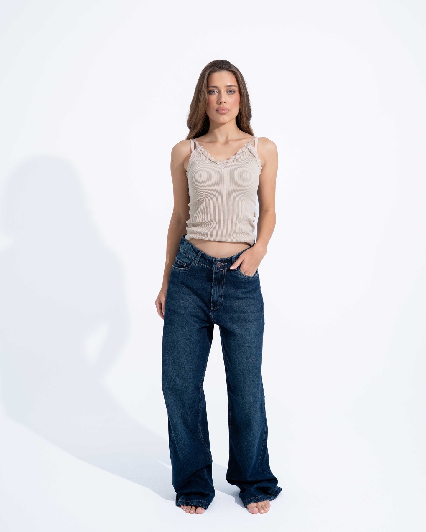 Dark Blue Wide Leg Jeans