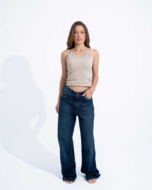Dark Blue Wide Leg Jeans