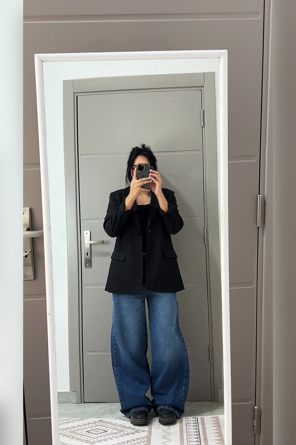Mid Blue Wide Leg Jeans - VELINA