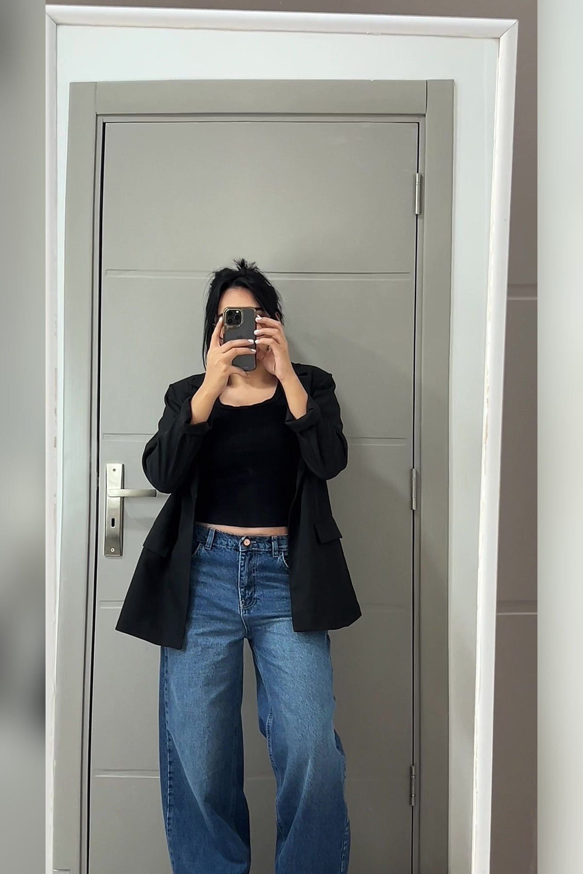 Mid Blue Wide Leg Jeans - VELINA